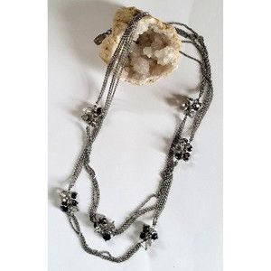 “You & I “ Long Sparkling Clusters Rondelle Crystals designer Necklace 42"